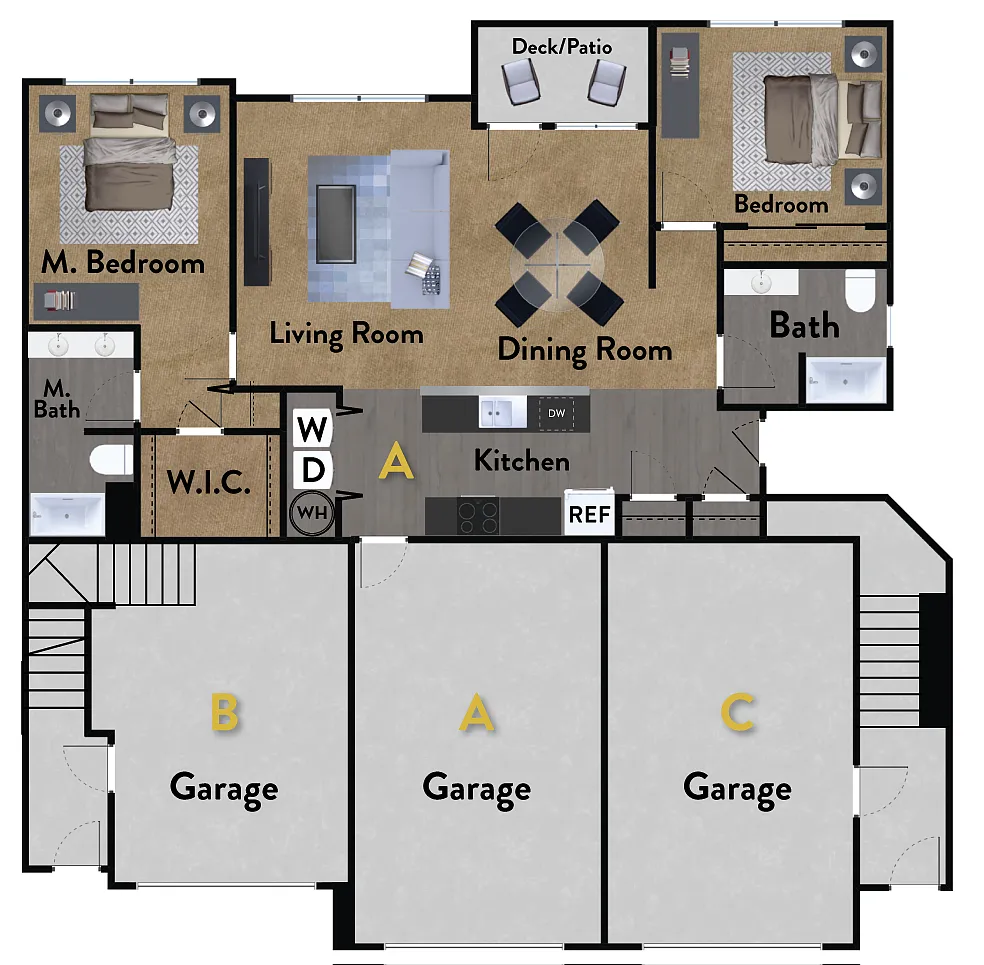 Floor plan 2 Bedroom, 2 Bath