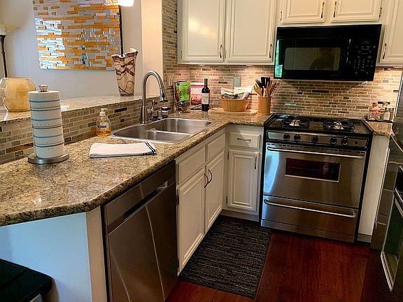 Stainless steel gas range.