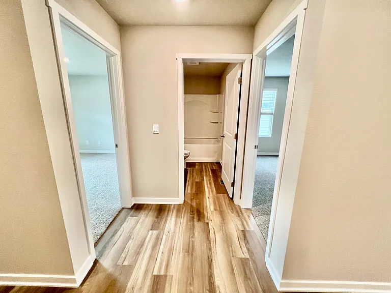 Bedrooms and common bath entrance