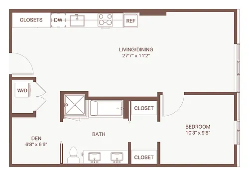 Floor plan 1x1 + Den D11 Olympic