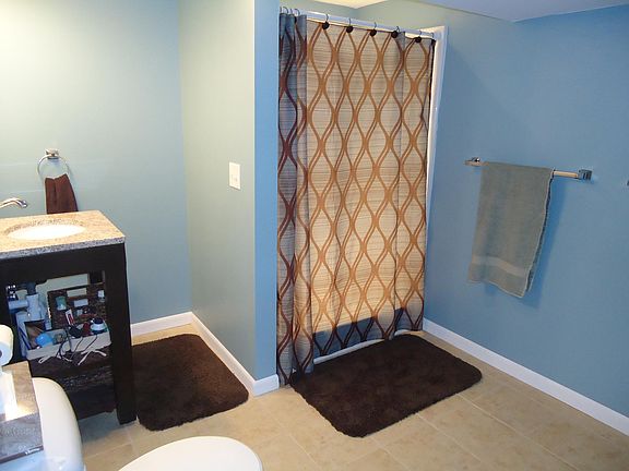 Lower level bath with shower