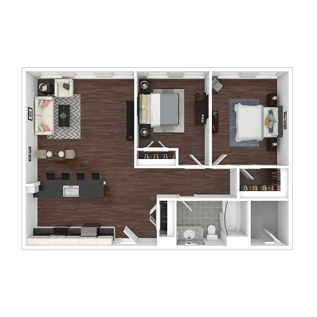 Floor plan 2 Bed 1 Bath B