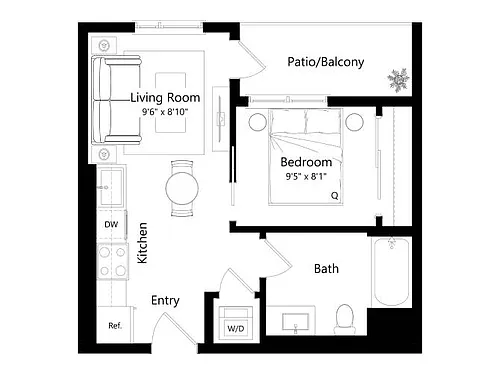Floor plan 1A - 1 Bed 1 Bath