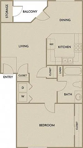 Floor plan One Bedroom A1A