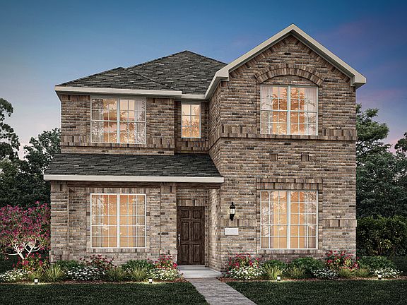 The Courtyard, with covered front porch and 2-car rear entry garage, shown as Exterior A