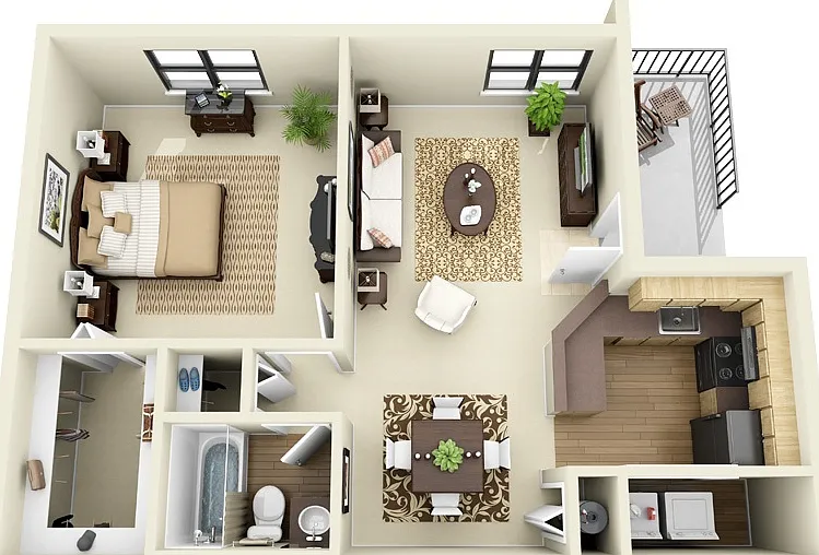 Plantation Colony - A1 - 1 Beds - 1 Baths - 870 Sq. ft.