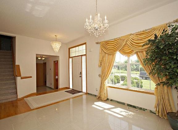 Sparkling chandelier adds elegance to every meal.