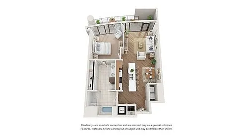 Floor plan 1 BR x 1 BA Flat - A