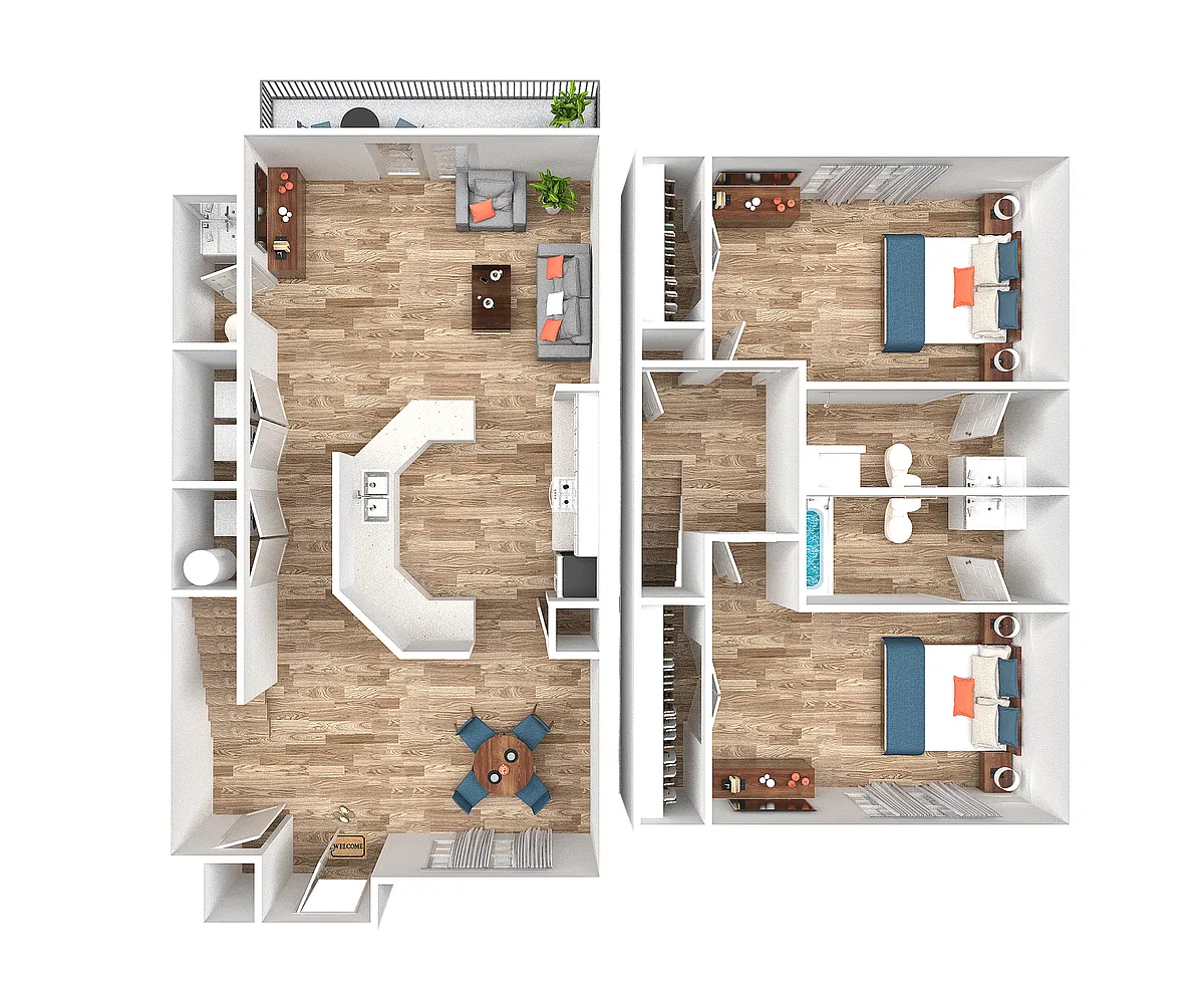 Floor plan 2 Bedroom 2.5 Bathroom Townhome