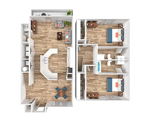 Floor plan 2 Bedroom 2.5 Bathroom Townhome