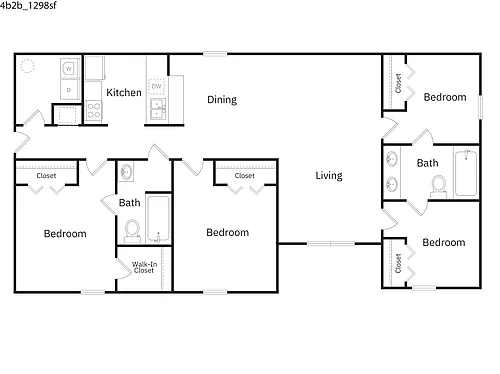 Floor plan D1 - 4 Bedroom 2 Bathroom