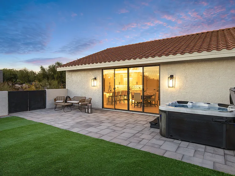 View into home at sunset