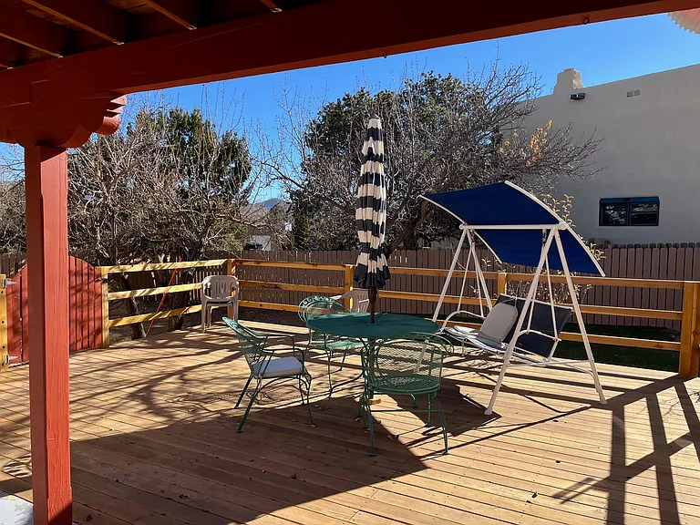 Back patio deck with covered porch