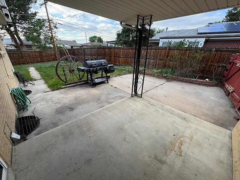 view of covered patio from dining room