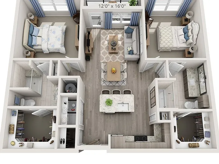 Floor plans are artist's rendering. All dimensions are approximate. Actual product and specifications may vary in dimension or detail. Not all features are available in every apartment. Prices and availability are subject to change. Floor plans are artist