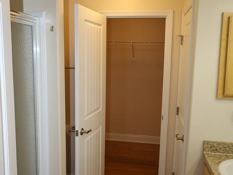 Primary bathroom, large walk-in closet at the end