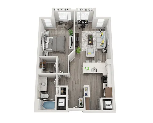 Floor plan One Bedroom A1Q