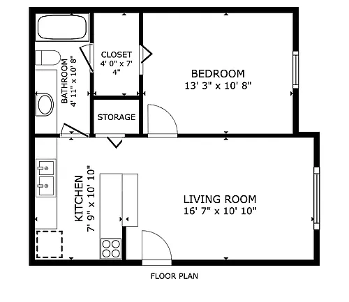 Floor plan 1x1a