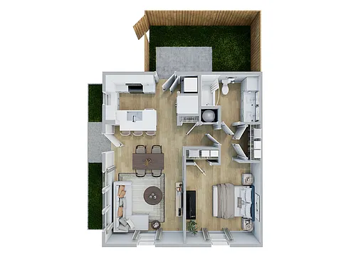 Floor plan 1br Cottage Duplex