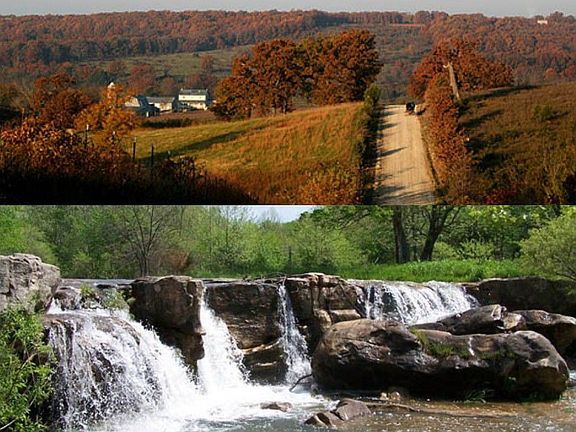 view of Finley Falls and Amish buggy