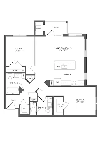 Floor plan 2 Bed/2 Bath-B4
