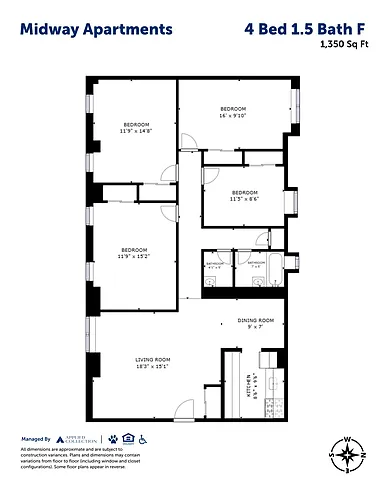 Floor plan 4 Bed 1.5 Bath F