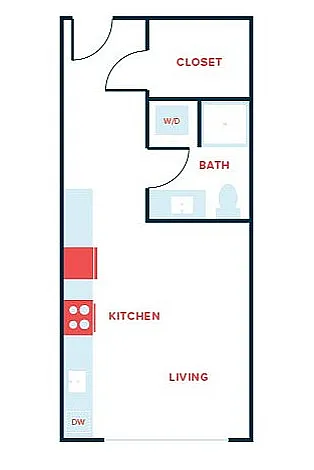 Floor plan Studio, 1 Bath - Apt A