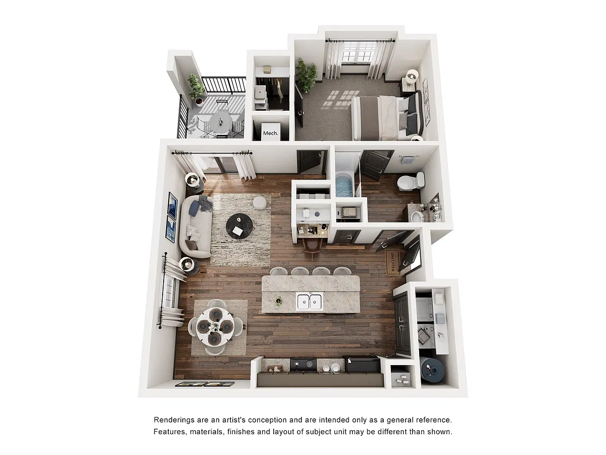 Floor plan 1 Bedroom, 1 Bathroom