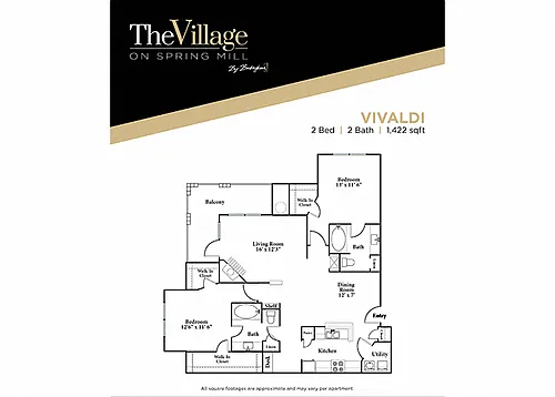 Floor plan Vivaldi - 2 bed 2 bath - Renovated
