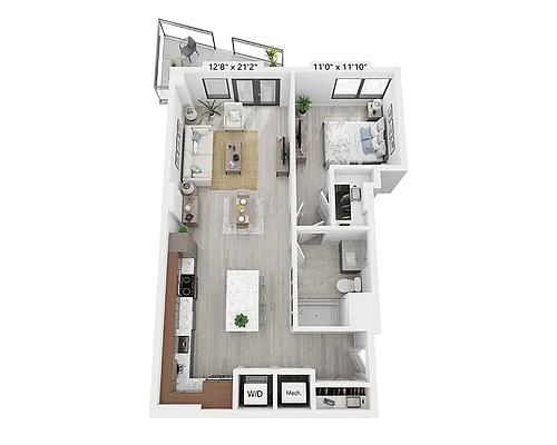 Floor plan One Bedroom - A1N