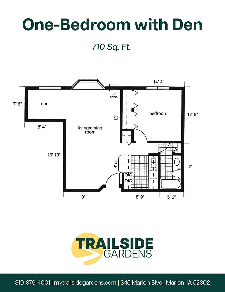 Floor plan One Bedroom with Den