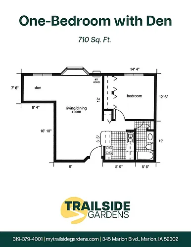 Floor plan One Bedroom with Den