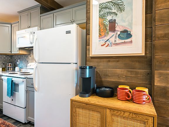 Coffee station with starter pack of coffee to get your stay going!