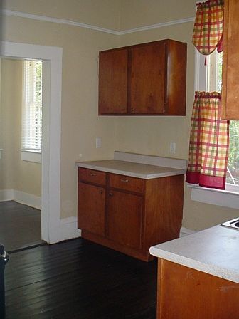 Looking into the kitchen from the hallway.