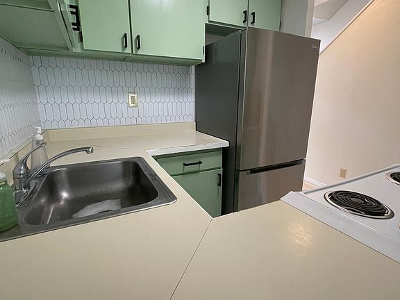 View of the kitchen from the living room.