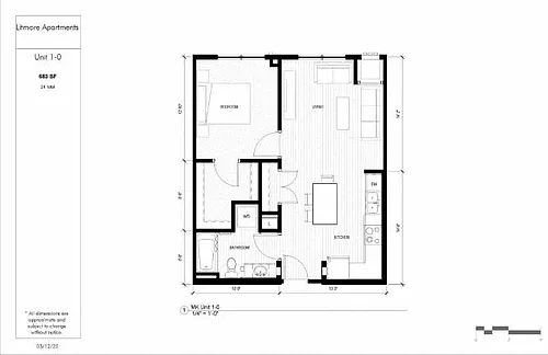 Floor plan 1 Bedroom 60%