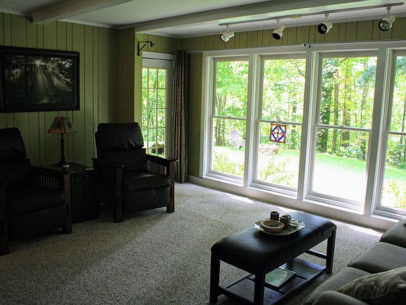Living room windows and view