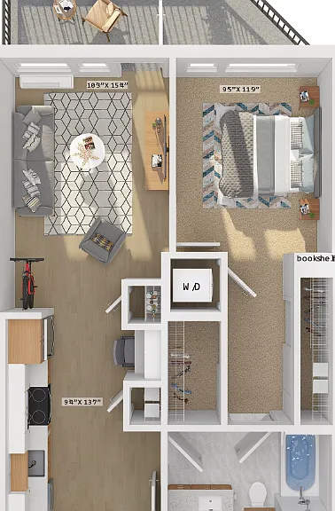 1 Bedroom 11B Floorplan Diagram