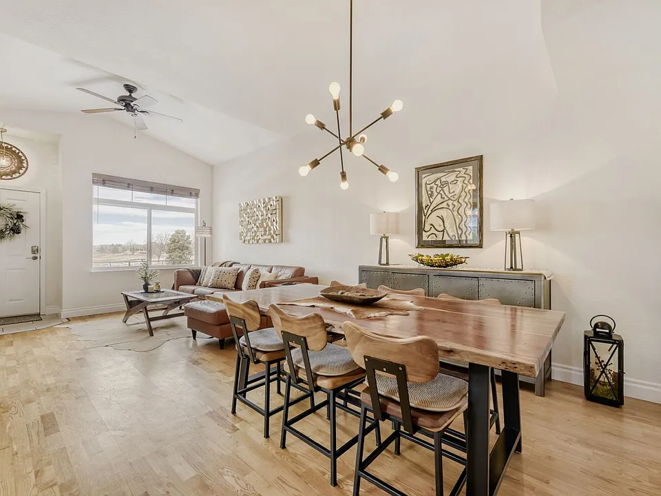 Open concept living and dining for six