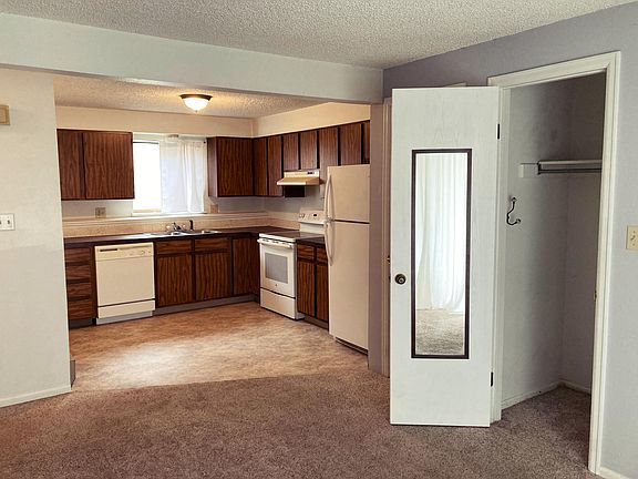 This is the kitchen (open to the living room) and the same closet is shown from the other angle).