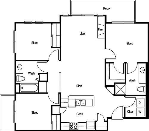 Floor plan 3x2 A - Standard
