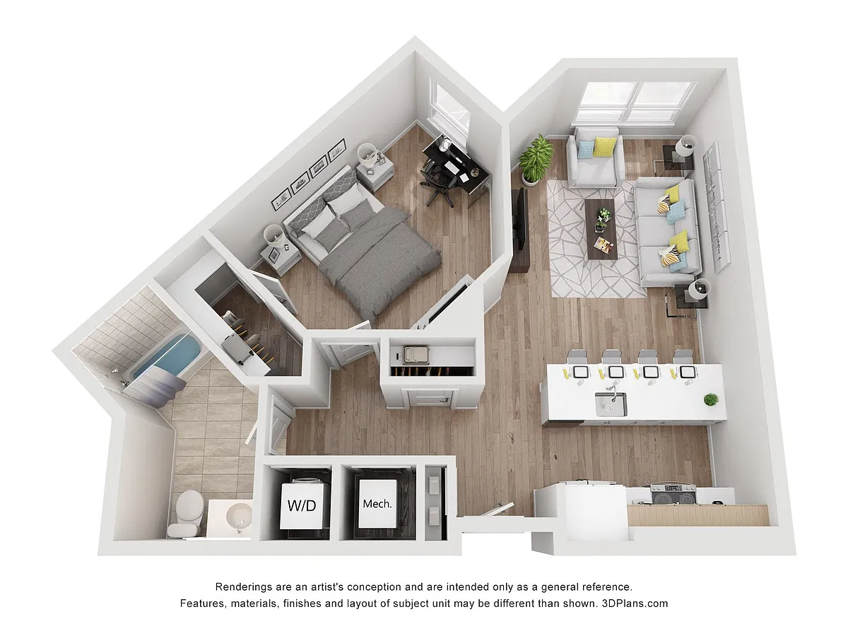 Floor plan Avenue G | 1 Bed/1 Bath-AW-03.1