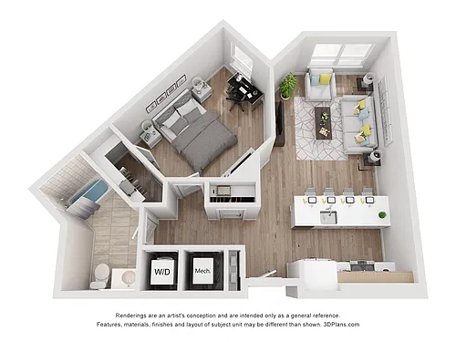 Floor plan Avenue G | 1 Bed/1 Bath-AW-03.1