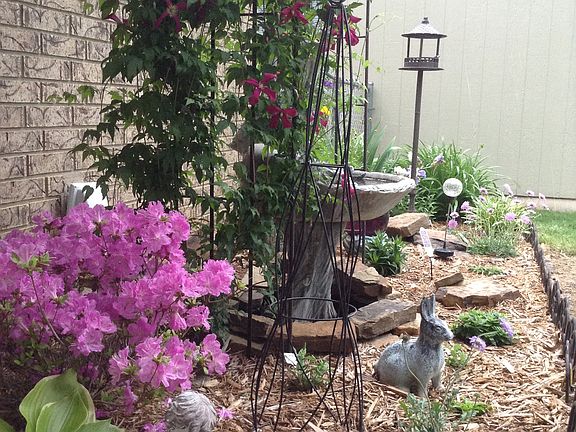 Pretty flowerbed off  patio