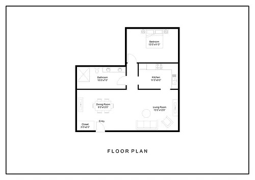 Floor plan 1 Bed 1 Bath