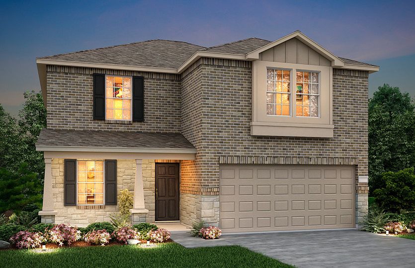 The Granville, a two-story home with 2-car garage, shown with Home Exterior Q