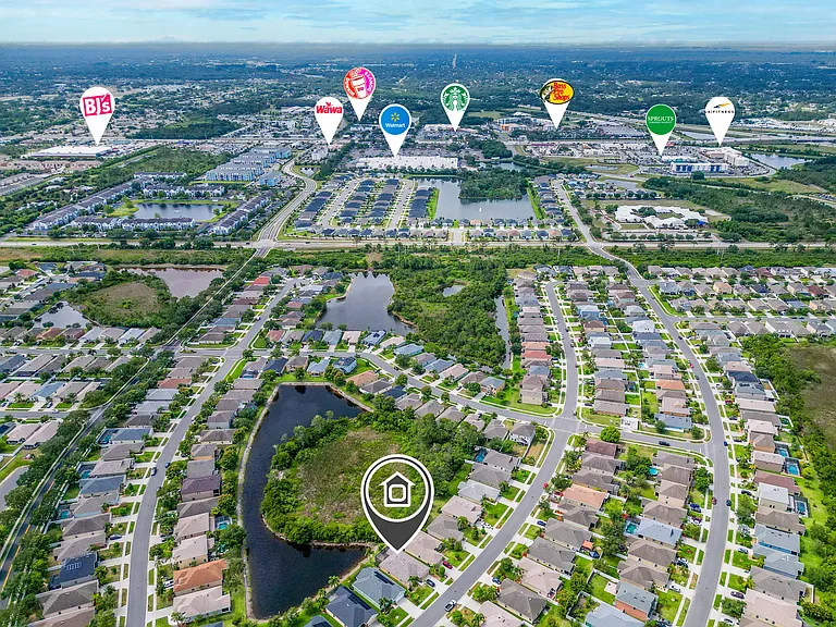 Aerial View of Home - Located near so many amenities (gas, coffee, groceries, gym, etc.)