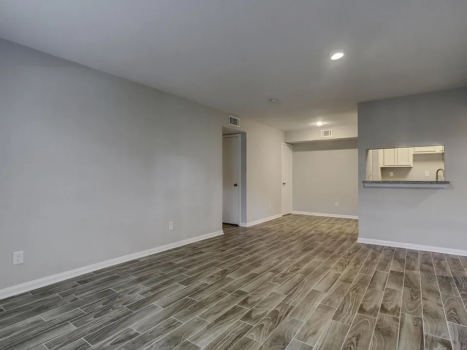 Spacious living room - looking out - view without furniture.
