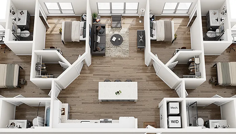 The Gathering at UC 4 Bedroom Floor Plan D1 The Gathering at UC 4 Bedroom Floor Plan D1