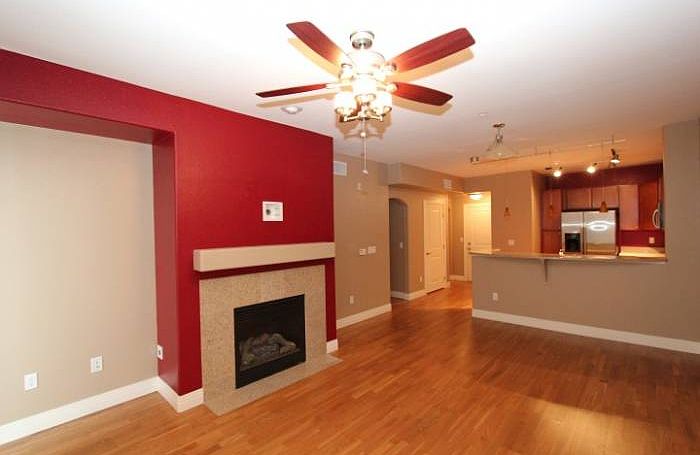Living room with fireplac